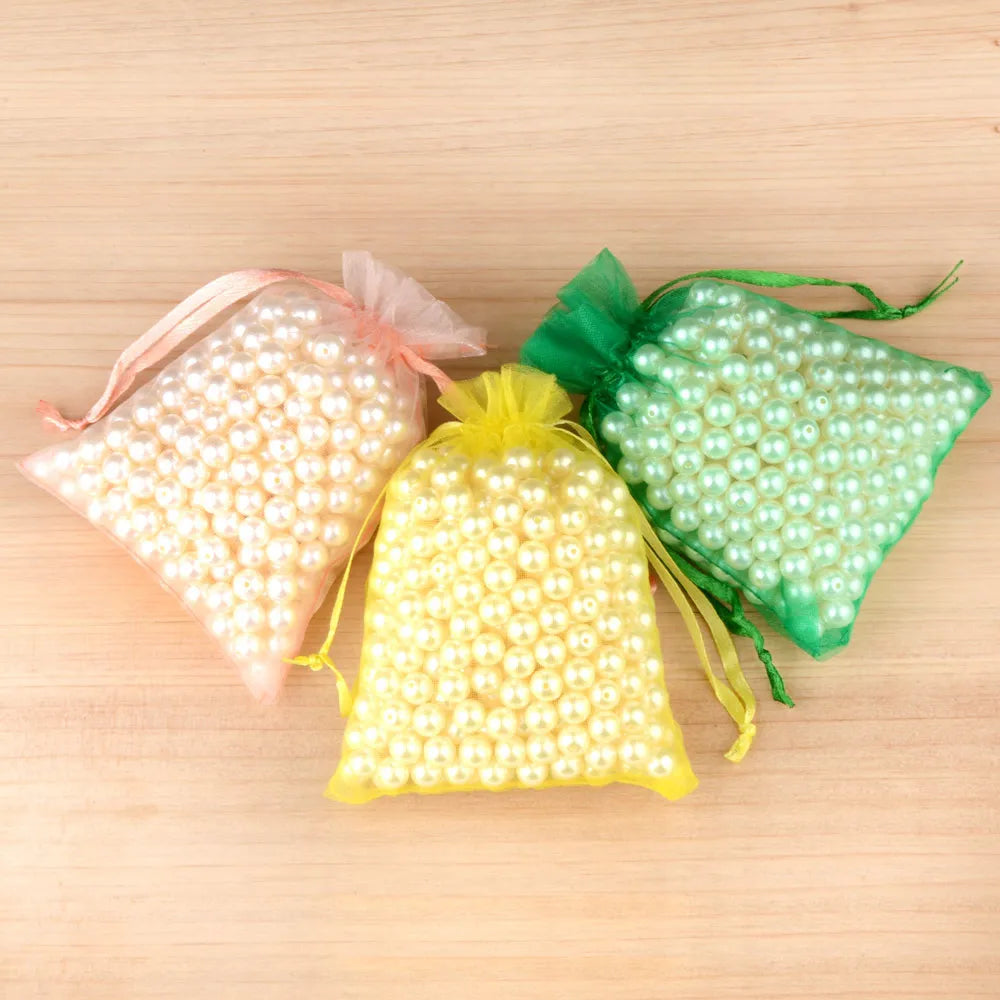 100pcs Organza Gift Bags – 7×9, 9×12, 10×15, 13×18cm Wedding & Jewelry Pouches