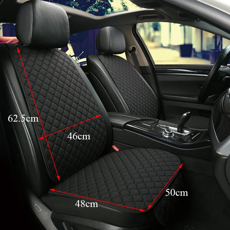 Universal Linen Car Seat Cover Protector Set – Breathable Flax Summer Cushion Pad for Front & Rear Seats Sedan, SUV & Pickup Interior Accessories