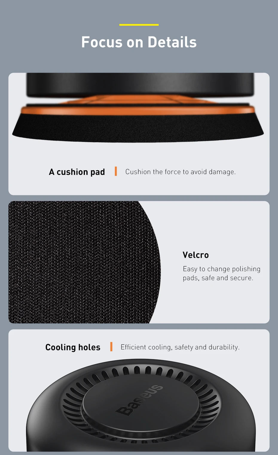 Baseus Wireless Car Polisher — Cordless Electric Waxing & Polishing Machine with Adjustable Speed for Auto Detailing
