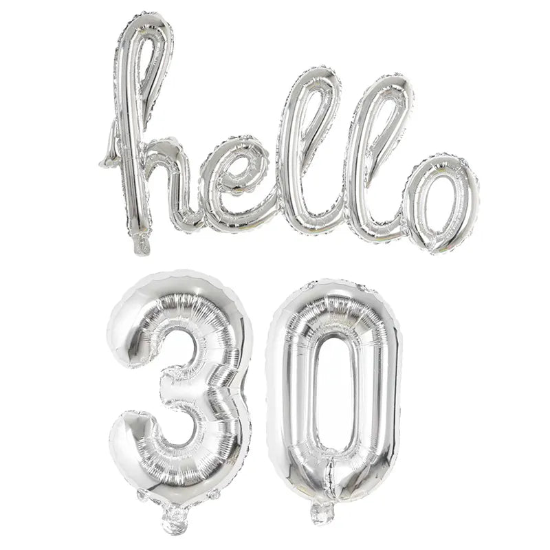Rold Gold Silver Hello Foil Number Balloons - Perfect for 18 21 25 30 40 50 Years Old Adult and Kids' Birthday Party Decorations
