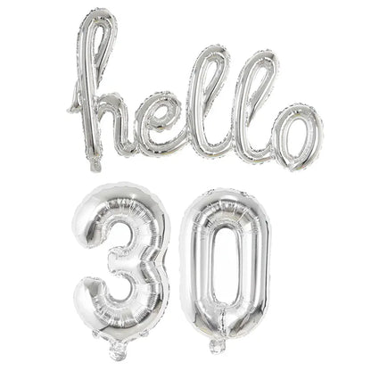 Rold Gold Silver Hello Foil Number Balloons - Perfect for 18 21 25 30 40 50 Years Old Adult and Kids' Birthday Party Decorations