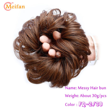 MEIFAN Synthetic Chignon Hair Bun – Elastic Rubber Band Clip-In Updo Ponytail Hair Extension for Women
