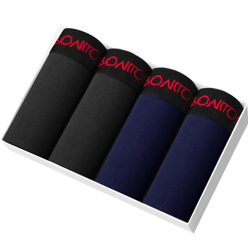 4pcs Men Cotton Boxer Shorts - Soft Comfortable Male Underwear Briefs Couple Boxers Set