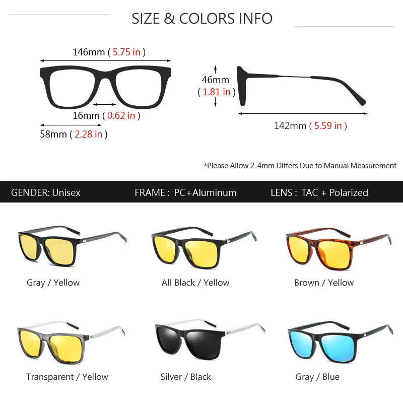 AOWEAR HD Night Vision Glasses – Polarized Yellow Lens Sunglasses for Men, Safe Driving Goggles