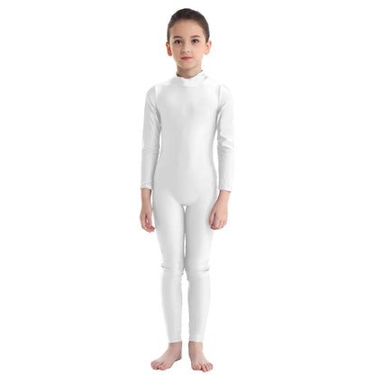 Kids Girls Full Body Gymnastics Bodysuit, Ballet Dance Jersey Leotard, Jumpsuit Sports Unitard, Children Dancewear and Sportswear