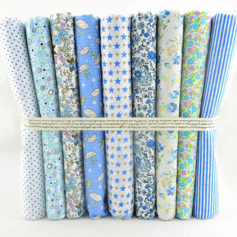 African Ankara Cotton Fabric - 9-Piece 50x50CM Floral Patchwork Sewing Tilda Cloth Fabric Set
