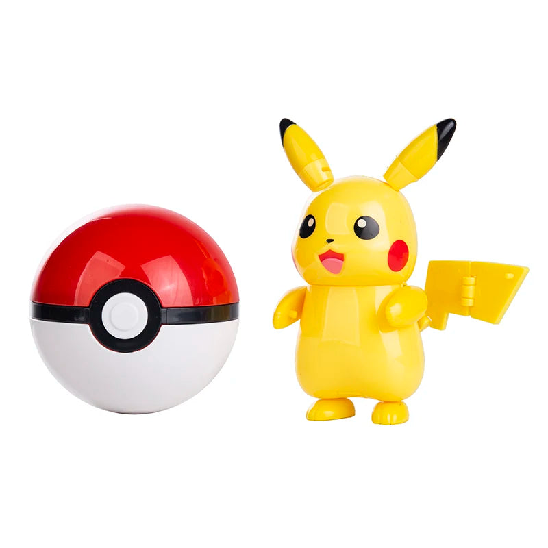 Genuine Pokémon Action Figures Set with Original Box – Pikachu, Charizard, Greninja, Pokéball Deformation Model Toys Gift
