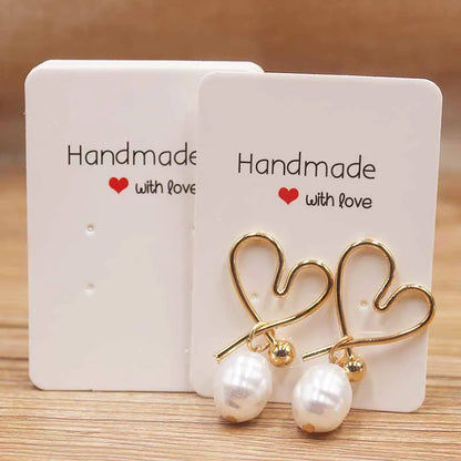 50PC Handmade Style Paper Earring Cards – DIY Jewelry Packaging in Brown & White, Multiple Sizes (5x5cm, 3x3cm, 5x9cm, 5x6.5cm, 5x7cm)