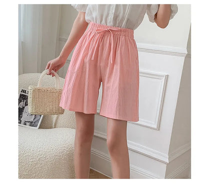 2024 Women’s High Waist Cotton Summer Shorts with Pockets – Casual Loose Fit Soft Cool Shorts for Girls