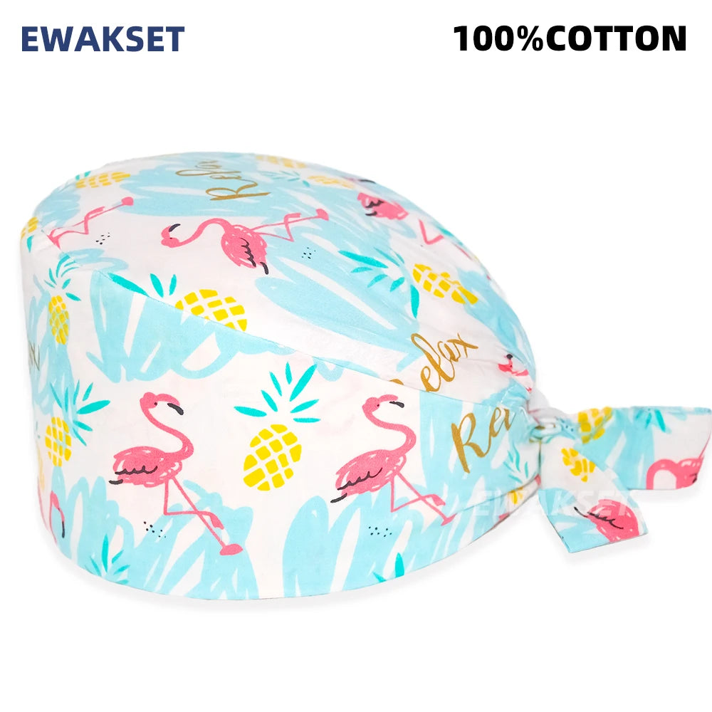 Unisex Soft Scrub Cap – Cartoon Print Surgical Hat for Men and Women, Operating Room Nursing Accessories