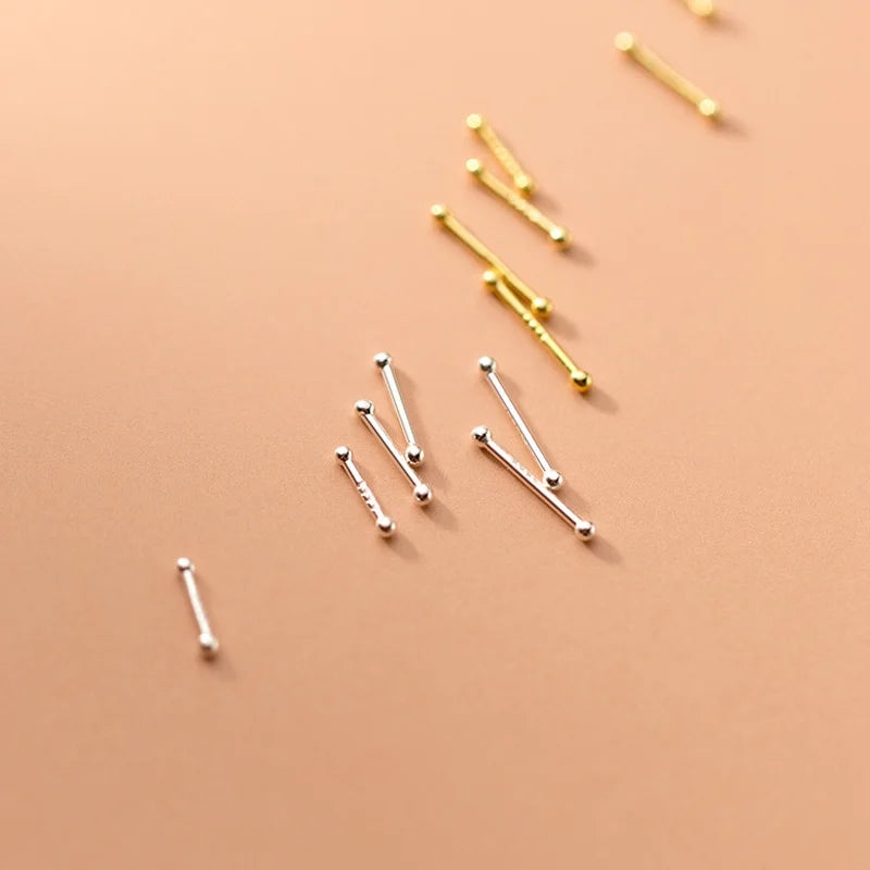 Mini Invisible Earring Set: Ball Nose Studs & Bone Piercing Jewelry - 2pcs Ear Nails for Women's Body Piercing Accessories