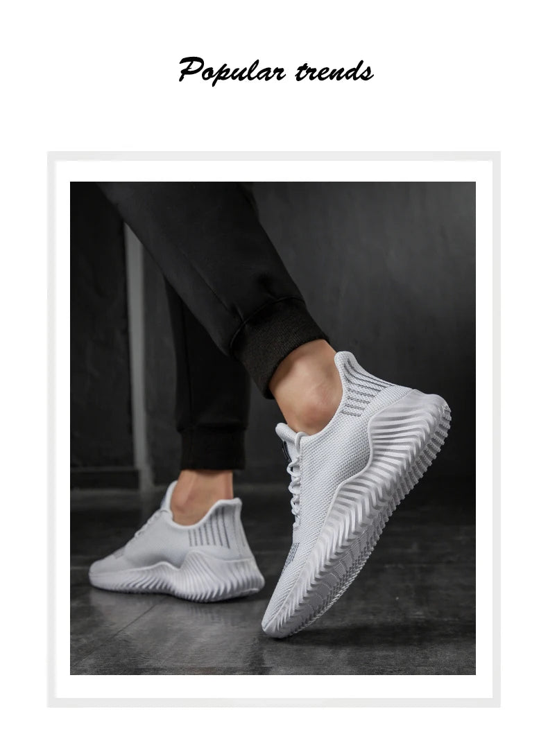 Men's White Sneakers – Casual Walking & Running Shoes, Plus Size 49, Tennis Masculino