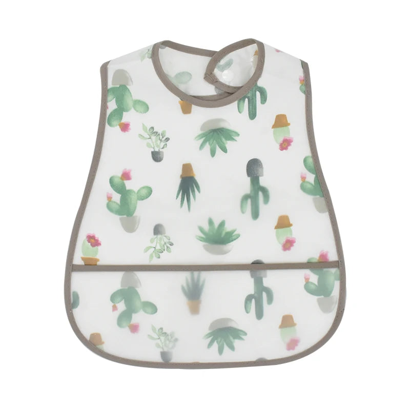 Adjustable Baby Bibs - Waterproof EVA Cotton Cartoon Feeding Bibs with Burp Cloth for Boys & Girls