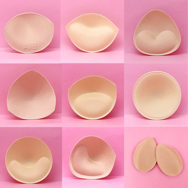 2 Pairs Sponge Bra Pads: Push-Up Breast Enhancer Inserts for Swimsuit Bikini Padding - Removable Chest Cup Pads