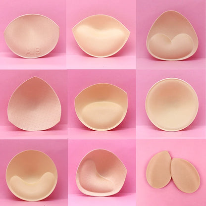 2 Pairs Sponge Bra Pads: Push-Up Breast Enhancer Inserts for Swimsuit Bikini Padding - Removable Chest Cup Pads