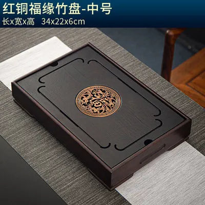 Natural Bamboo Wood Tea Tray – Rectangle Tea Set with Drainage, Water Storage Board for Chinese Tea Cups, Home Accessories