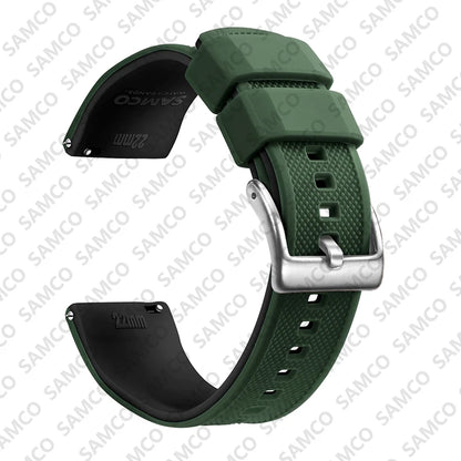 Quick-Release Silicone Watch Band - 18mm, 20mm and 22mm Rubber Replacement Strap for Huawei, Samsung Galaxy and Garmin Watches