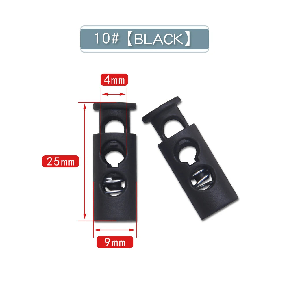 10pcs Plastic Cord Lock Stopper – Black Frost Toggle Clips for Shoelaces, Sportswear & DIY Bag Accessories