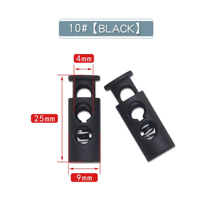 10pcs Plastic Cord Lock Stopper – Black Frost Toggle Clips for Shoelaces, Sportswear & DIY Bag Accessories