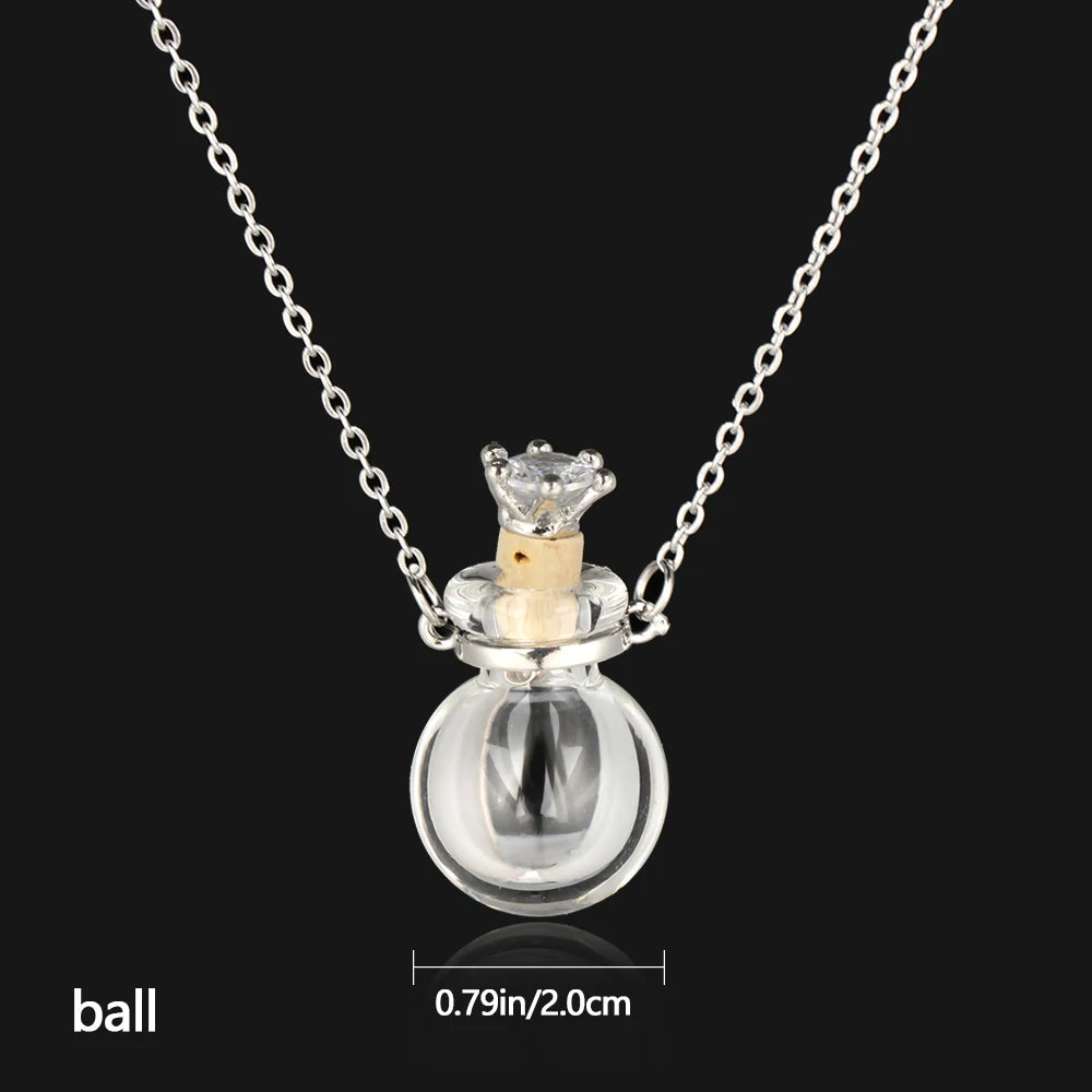 Openable Glaze Vial Pendant Necklace – Water Drop Heart Mini Perfume Bottle, Keepsake Jewelry Gift with Steel Chain