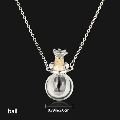 Openable Glaze Vial Pendant Necklace – Water Drop Heart Mini Perfume Bottle, Keepsake Jewelry Gift with Steel Chain