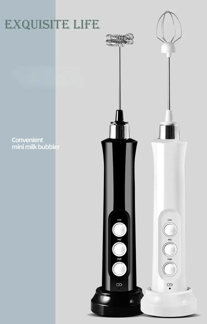 3-in-1 Portable Electric Milk Frother – Handheld Rechargeable Foam Maker, High-Speed Drink Mixer & Coffee Wand