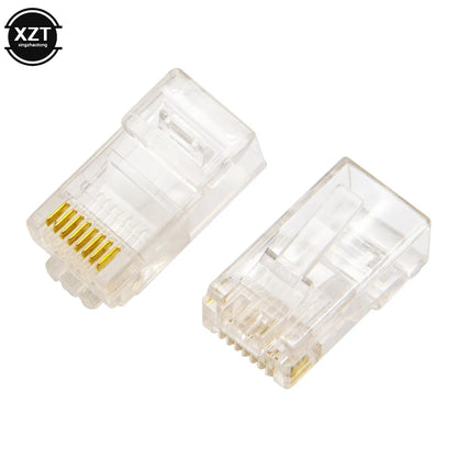 50/100 PCS RJ45 Modular Plugs — 8P8C Cat5 LAN Network Connectors | Professional High-Quality Ethernet Plugs