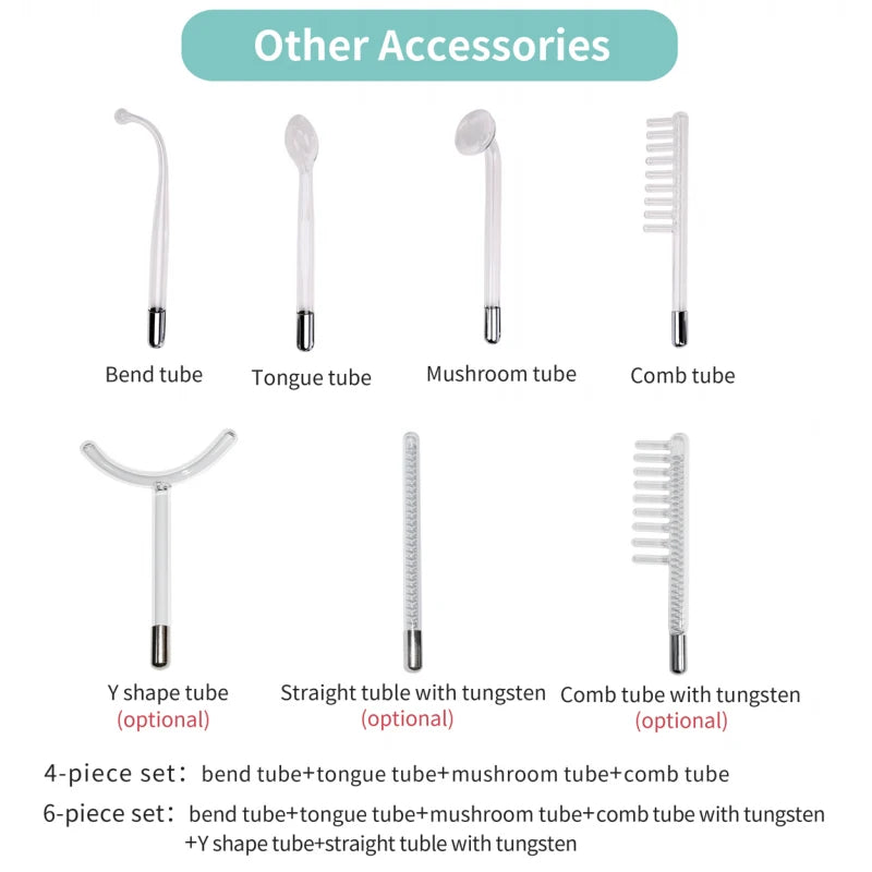 6-in-1 High Frequency Facial Machine — Touch Panel Electrotherapy Wand for Hair, Face, Acne & Skin Care Treatment