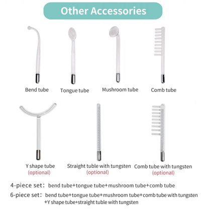 6-in-1 High Frequency Facial Machine — Touch Panel Electrotherapy Wand for Hair, Face, Acne & Skin Care Treatment