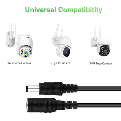 6M/32.8ft DC 12V Power Adapter with 10m Extension Cable - CCTV Security IP Camera Power Adapter, 5.5x2.1mm DC Plug