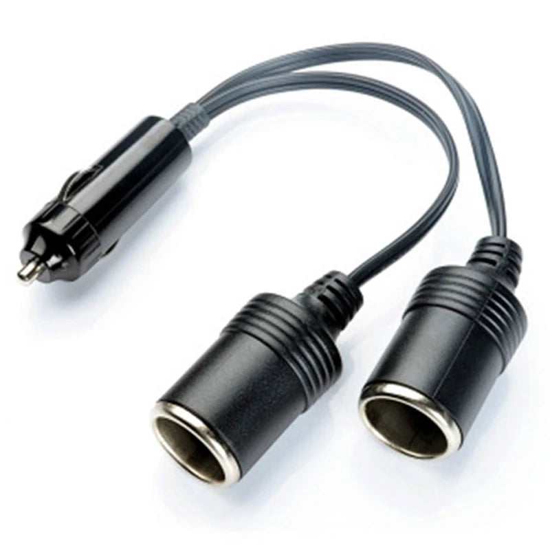 Dual-Port Car Cigarette Lighter Splitter - Universal Female Socket Power Adapter for Automotive Electronics & Accessories