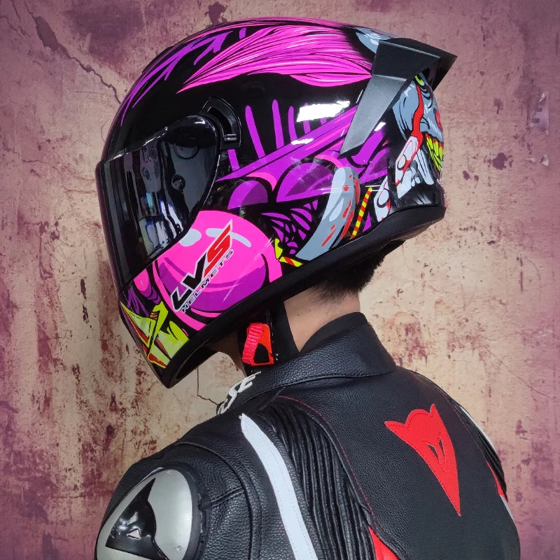 Full-Face Motorcycle Helmet — Winter Warm Double Visor Racing & Sports Motorbike Helmet