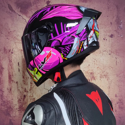 Full-Face Motorcycle Helmet — Winter Warm Double Visor Racing & Sports Motorbike Helmet