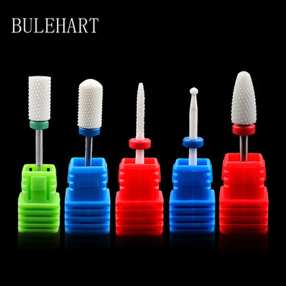 5Pcs Ceramic Milling Cutter Set - Electric Nail Drill Bits for Manicure, Gel Varnish Removal & Nail Care Tools