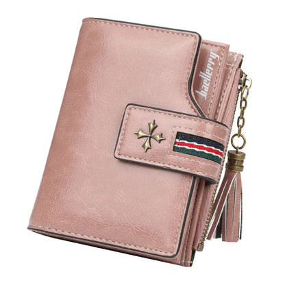Fashion Small Leather Wallet for Women — Stylish Zipper & Hasp Card Holder, High-Quality Short Credit Card Purse