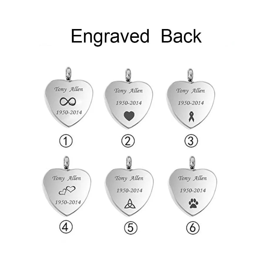 Custom Stainless Steel Heart Cremation Urn Necklace – Memorial Ash Keepsake Pendant with Funnel Fill Kit