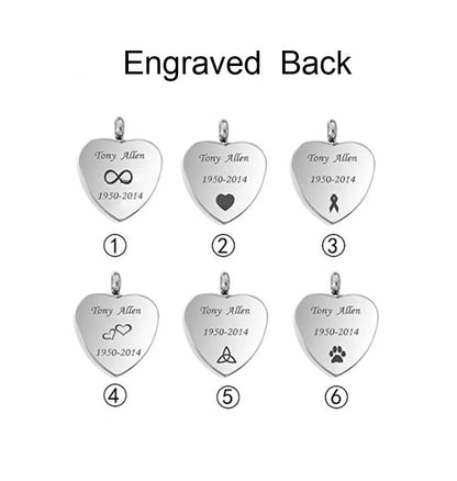 Custom Stainless Steel Heart Cremation Urn Necklace – Memorial Ash Keepsake Pendant with Funnel Fill Kit