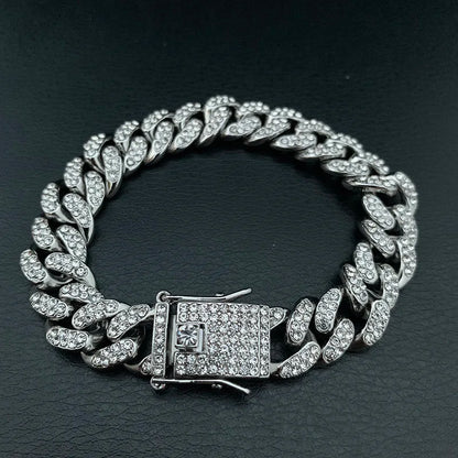 High-Quality 51g Hip Hop AAA Stone Bling Iced Out Men's Bracelet – Miami Cuban Link Chain, Pave Design Jewelry