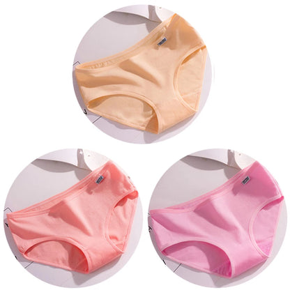 Women’s Cotton Underwear - Candy Color Mid-Waist Breathable Plus Size Briefs