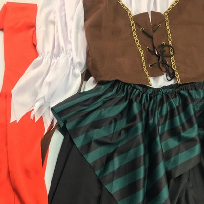 Pirates of the Caribbean Cosplay Costume – Adult Captain Jack Sparrow Outfit for Men & Women, Halloween Party