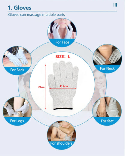 Conductive Silver Fiber Electrode Gloves & Socks – Muscle Stimulator TENS Bracer for Hand & Foot Massage