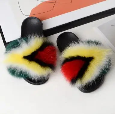 Girls’ Luxury Fluffy Fur Slippers – Warm Plush Indoor Flip Flop Slides for Women, New Arrival