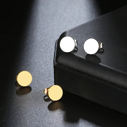 Minimalist Stainless Steel Round Stud Earrings – Classic Fashion Jewelry for Women
