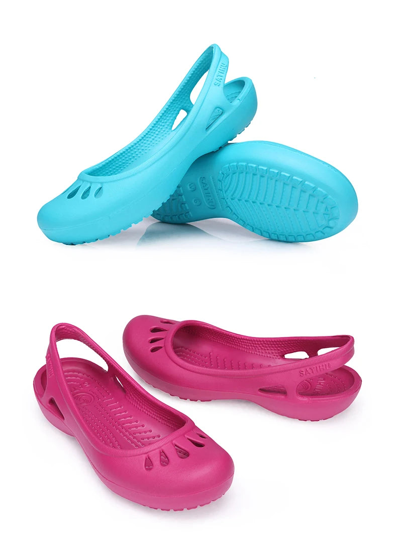 RYAMAG Women’s Clogs Jelly Sandals – Non-Slip Summer Hole Shoes, Waterproof EVA Flat Slippers for Home & Garden
