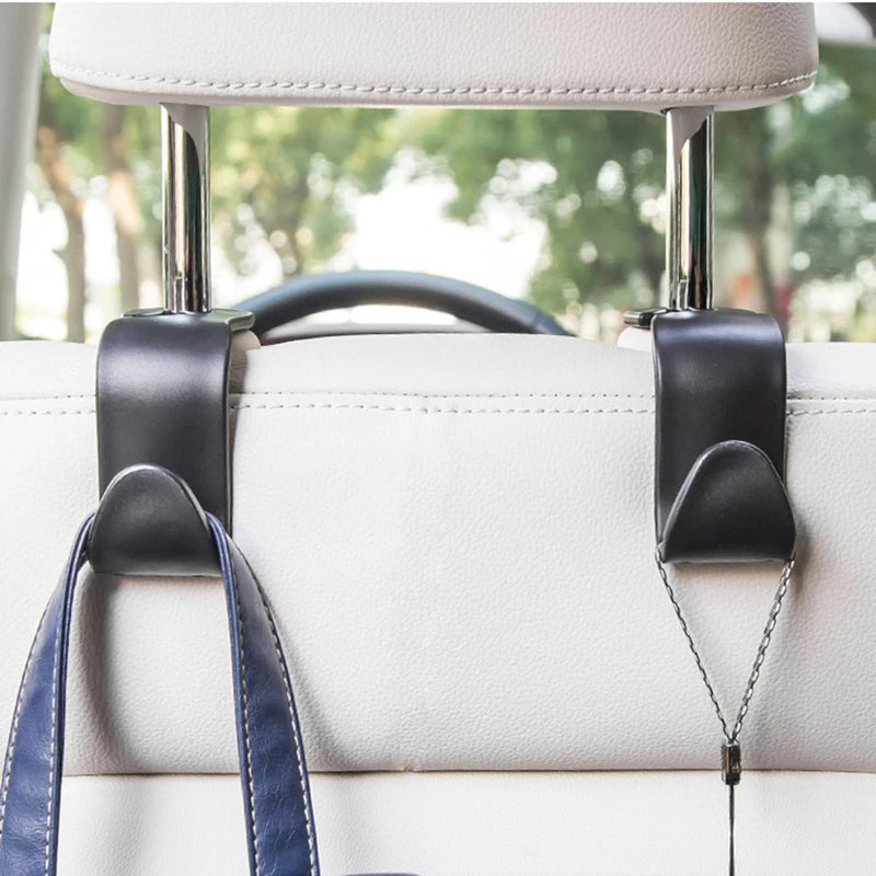 2-Pack Multi-Functional Car Seat Headrest Hooks – Hanger & Holder for Bags, Purses, Clothes & Grocery Storage, Car Interior Accessories