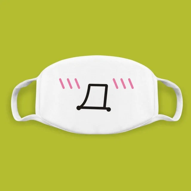 Kawaii Anime Expression Cotton Face Mask – Breathable Smile Mouth Muffle for Unisex Korean Style