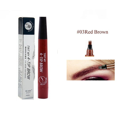 4D Microblading Eyebrow Pen – 4-Fork Tip Waterproof Long-Lasting Eyebrow Tattoo Pencil for Natural Fine Hair-Like Makeup
