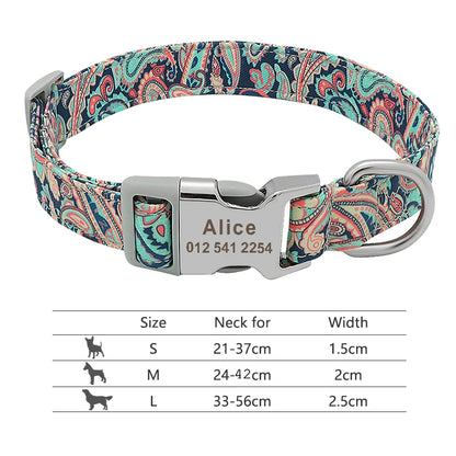 Adjustable Nylon Dog & Cat Collar – Personalized ID Collar with Engraved Name Buckle, Anti-Lost for Small, Medium & Large Pets