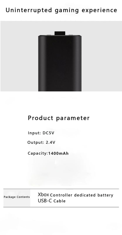 1400mAh Xbox Series X/S & One Controller Battery Pack with USB-C Charging Cable