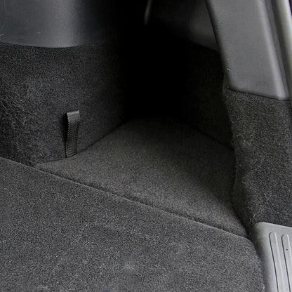 Futhope Car Trunk Side Storage Box for Tesla Model Y 2018-2024 – Hollow Cover Organizer with Flocking Mat & Partition Board
